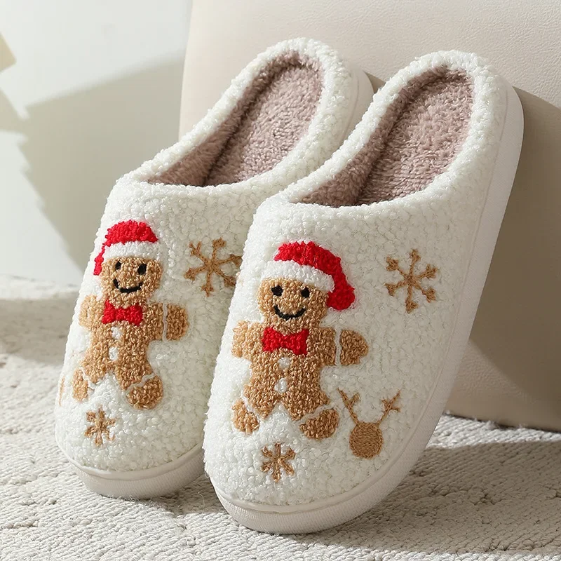 Embroidery Garments - Noel Kadın Terlikleri, Sevimli Zencefilli Kurabiye