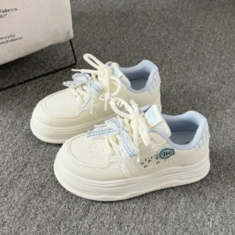 Embroidery Garments - Kore Tarzı Kadın Beyaz Platform Spor