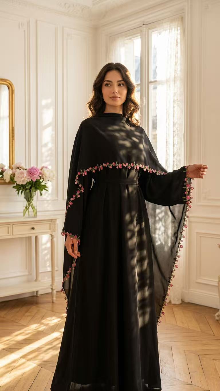 Zarif Nakış Abayas Başörtüsü E - Embroidery Kebaya incelemesi ve fiyatı