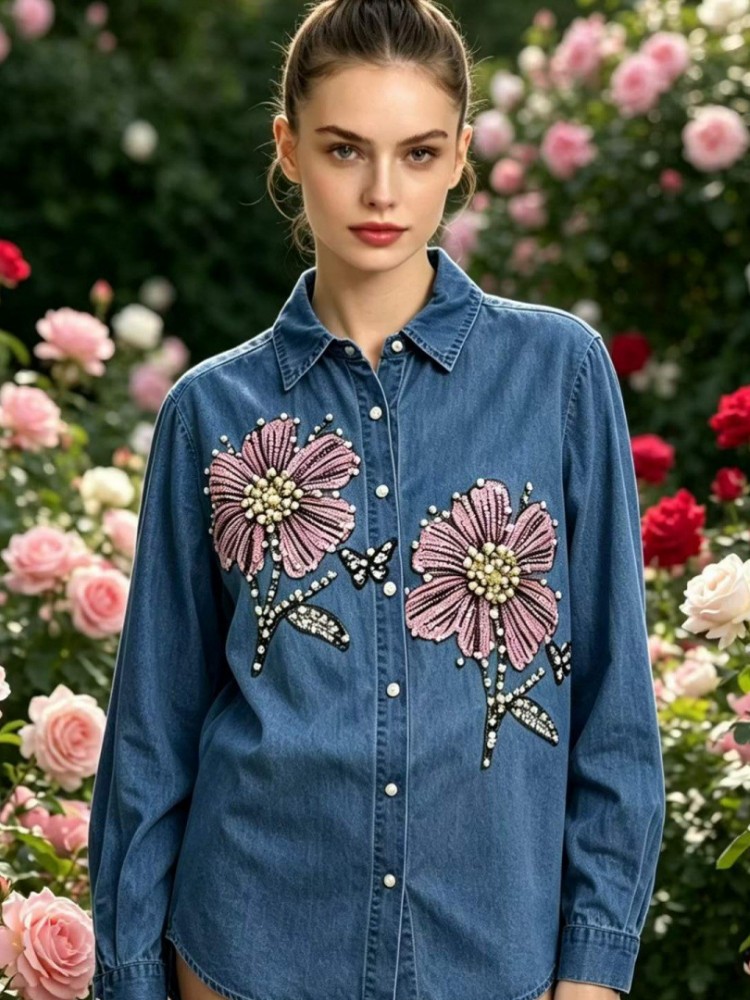 Kadın Denim Nakış Bluzlar İlkb - Embroidery Cotton Shirt incelemesi ve fiyatı