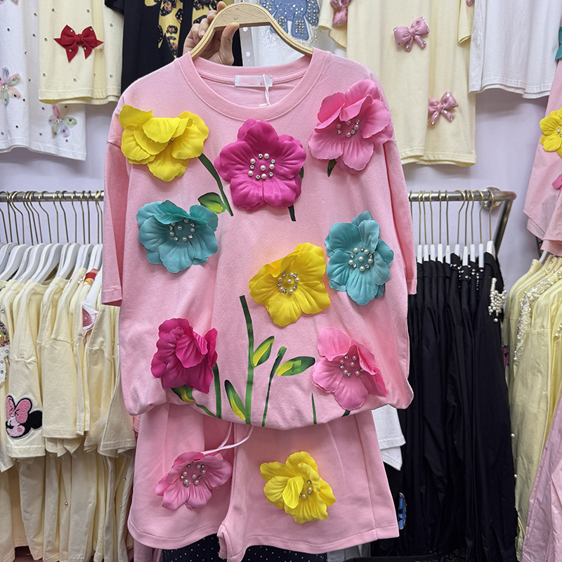 Yaz Renkli 3D Çiçekler T-shirt - Embroidery Cotton Shirt incelemesi ve fiyatı